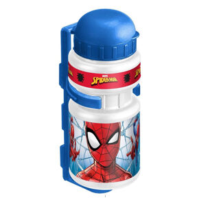 Műanyag kerékpáros kulacs tartóval Spiderman 0,350 l